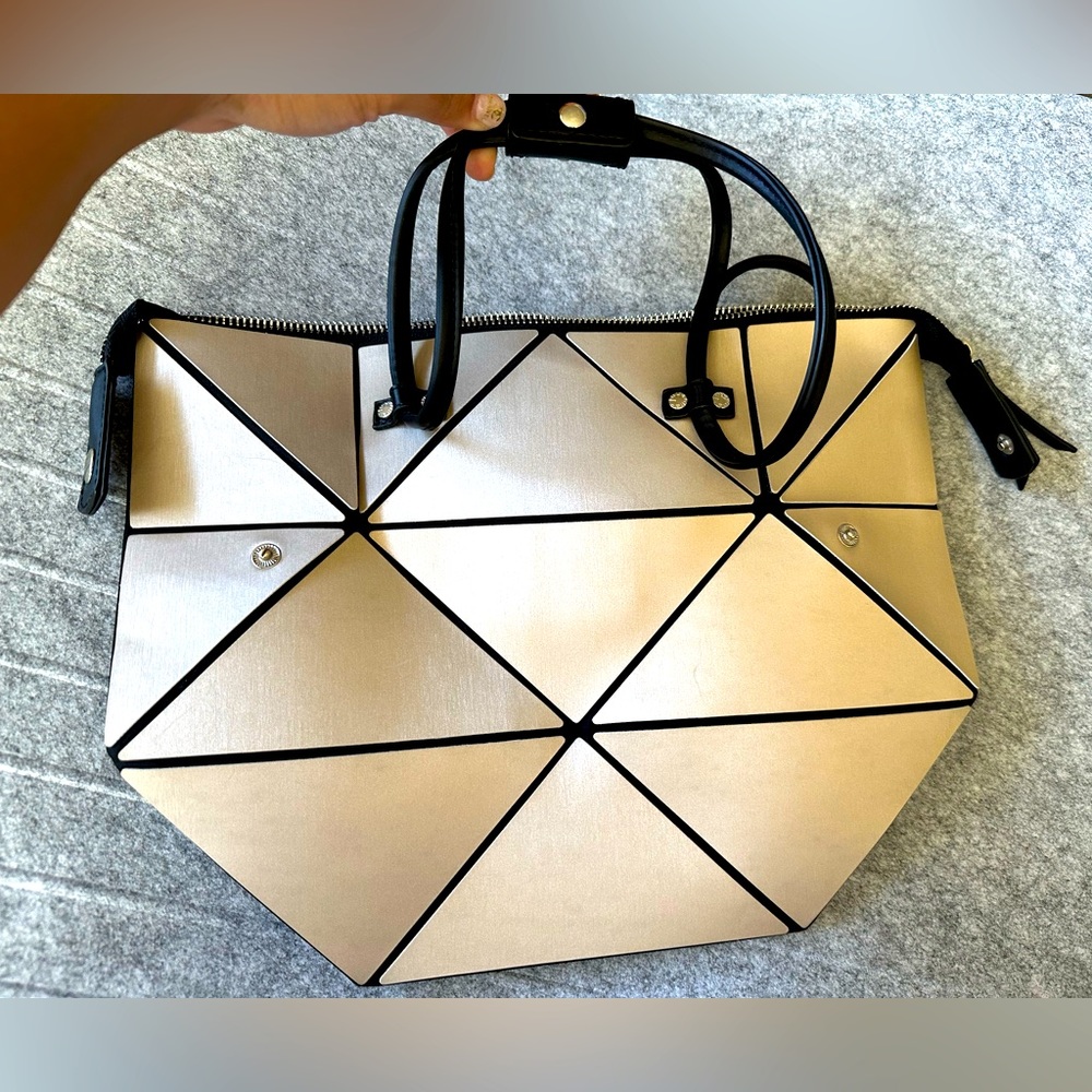 Rare Japanese Hanaa-Fu Metallic Gold Modern Foldable Bag By Barcos Design